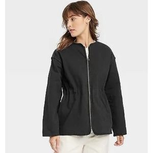 Women's Cotton Twill Jacket - Universal Thread Black M New HAS FLAW